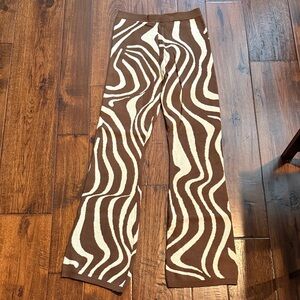 Brown and Cream Boot Cut Flare Pants